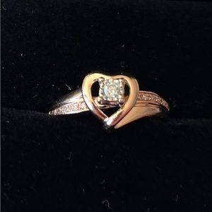 10K Rose Gold Promise Ring Round Brilliant Cut 0.12 ctw Diamond Size 5.25